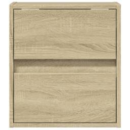 Berkfield Home Wall-mounted Bedside Cabinets with LED Lights 2 pcs Sonoma Oak in Brown - thumbnail 6