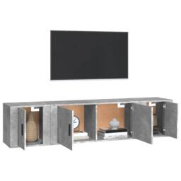 Berkfield Home Classic 3 Piece TV Cabinet Set Concrete Grey Engineered Wood - thumbnail 1