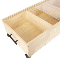 VOGREX Wheeled Wooden Underbed Storage Crate with Acrylic Lid in Beige - thumbnail 3