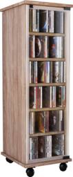 VCM Wood CD DVD Stand Shelf Valenza Glass Door in Natural - thumbnail 1
