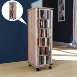 VCM Wood CD DVD Stand Shelf Valenza Glass Door in Natural - thumbnail 2