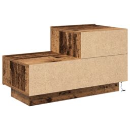 Berkfield Home Bedside Cabinet with LED Lights Old Wood 100x36x49 cm in Brown - Size: 100 x 36 x 49 cm - thumbnail 8