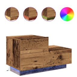 Berkfield Home Bedside Cabinet with LED Lights Old Wood 100x36x49 cm in Brown - Size: 100 x 36 x 49 cm - thumbnail 4
