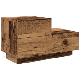Berkfield Home Bedside Cabinet with LED Lights Old Wood 100x36x49 cm in Brown - Size: 100 x 36 x 49 cm - thumbnail 2