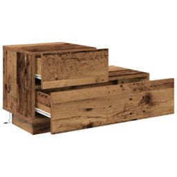 Berkfield Home Bedside Cabinet with LED Lights Old Wood 100x36x49 cm in Brown - Size: 100 x 36 x 49 cm - thumbnail 5