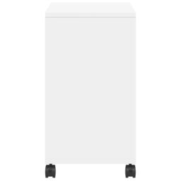 Berkfield Home Side Table with Wheels White 50x30x55 cm Engineered Wood - Size: 50 x 30 x 55 cm - thumbnail 6