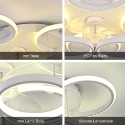 Garwarm Modern Low Profile Ceiling Fan with Lights 6 Ring Dimmable White - thumbnail 7