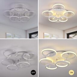 Garwarm Modern Low Profile Ceiling Fan with Lights 6 Ring Dimmable White - thumbnail 8