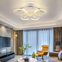 Garwarm Modern Low Profile Ceiling Fan with Lights 6 Ring Dimmable White - thumbnail 9