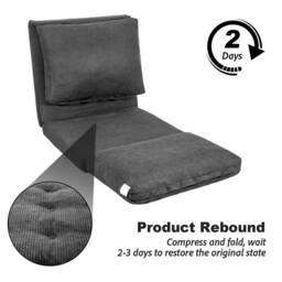 EONLION grey Bean Bag Bed Folding Sofa 4-in-1 Floor Couch in Dark Grey - Size: 100 cm - thumbnail 2