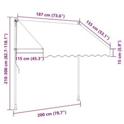 Berkfield Home Manual Retractable Awning with LED 200 cm Cream - thumbnail 8