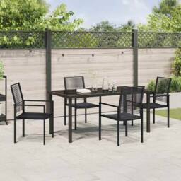 Berkfield Home Sturdy 5 Piece Garden Dining Set Black PVC Rattan - thumbnail 4
