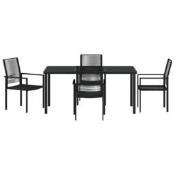 Berkfield Home Sturdy 5 Piece Garden Dining Set Black PVC Rattan - thumbnail 7