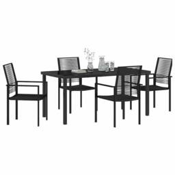 Berkfield Home Sturdy 5 Piece Garden Dining Set Black PVC Rattan