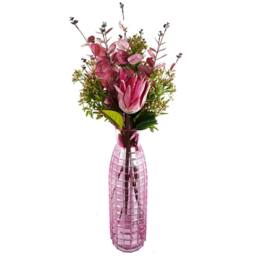 Leaf Pack of 6 x 55cm Artificial Foliage Stem with Pink Berries - Size: 6 x 55 cm - thumbnail 5