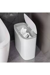 Living and Home 13L/8L Press-to-Open Corner Hanging Trash Bin Bathroom Dustbin Rubbish Bin in White - Size: Medium - thumbnail 2