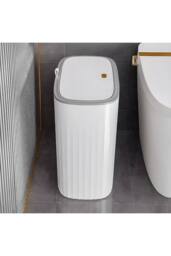 Living and Home 13L/8L Press-to-Open Corner Hanging Trash Bin Bathroom Dustbin Rubbish Bin in White - Size: Medium - thumbnail 4