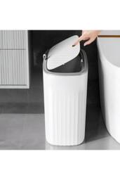 Living and Home 13L/8L Press-to-Open Corner Hanging Trash Bin Bathroom Dustbin Rubbish Bin in White - Size: Medium - thumbnail 3