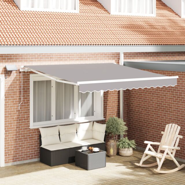 Berkfield Home Manual Retractable Awning with LED Light Grey 300x250 cm - image 1