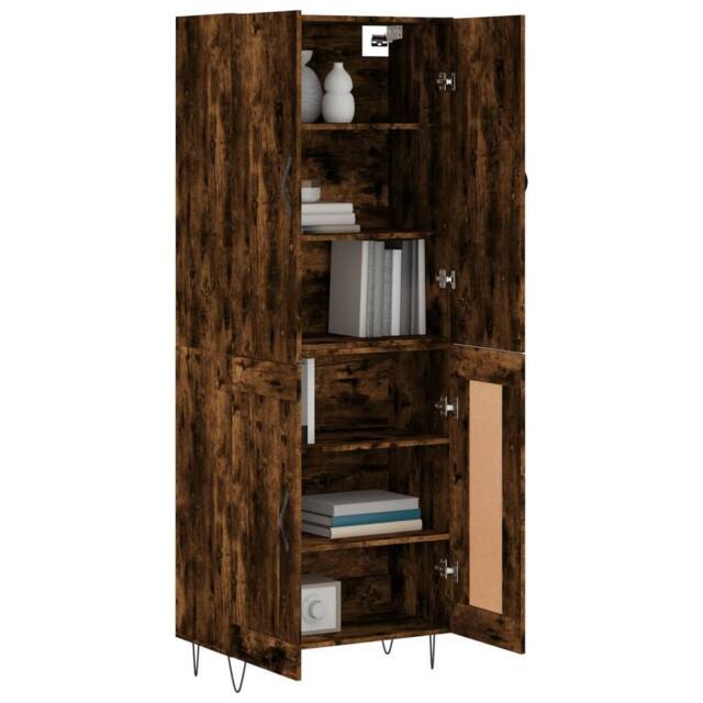 Berkfield Home Highboard Smoked Oak 69.5x34x180 cm Engineered Wood in Brown - image 1