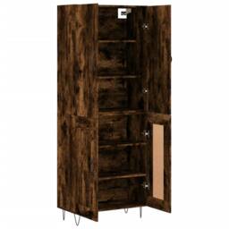 Berkfield Home Highboard Smoked Oak 69.5x34x180 cm Engineered Wood in Brown - thumbnail 4