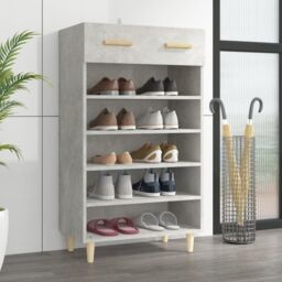 Berkfield Home Shoe Cabinet Concrete Grey 60x35x105 cm Engineered Wood - Size: 60 x 35 x 105 cm