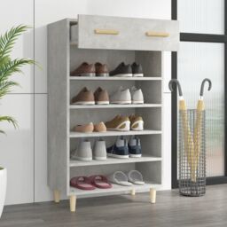 Berkfield Home Shoe Cabinet Concrete Grey 60x35x105 cm Engineered Wood - Size: 60 x 35 x 105 cm - thumbnail 3