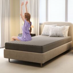 Gymax Single Size Mattress Pad Velvet Mattress Topper With Deep Pocket in Grey - thumbnail 3