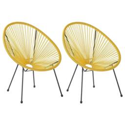 Wyld and Coco Set of 2 Yellow PE Rattan Papasan Chairs Modern Outdoor Garden - thumbnail 2