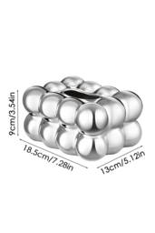 Living and Home Stylish Cloud-Shaped Ceramic Tissue Box Cover Decorative Napkin Holder Tissue Dispenser Storage Container in Silver - thumbnail 5