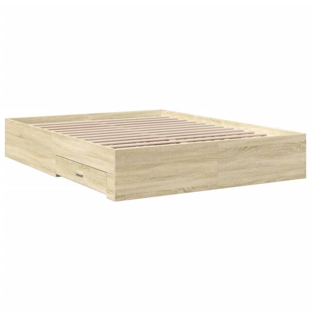 Berkfield Home Modern Bed Frame with Drawers without Mattress Sonoma Oak 160x200 cm in Light Oak - image 1