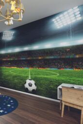 Origin Murals Football Stadium Green Wall Mural - Size: W350 cm x H280 cm - thumbnail 1