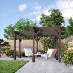 Rutland County Garden Furniture Ltd Corner Pergola - Wood - L360 x W360 cm - Rustic Brown - thumbnail 2