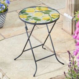 Marco Paul 30cm Yellow Glass Round Handprinted Lemons Table