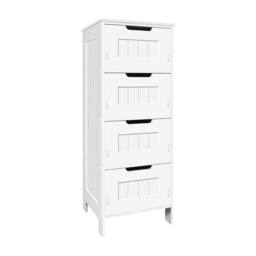 Nordara White PVC 4-Drawer Bathroom Storage Cabinet