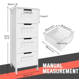 Nordara White PVC 4-Drawer Bathroom Storage Cabinet - thumbnail 2