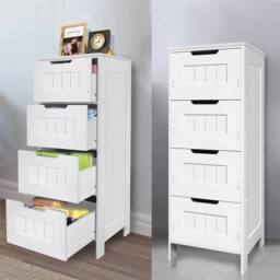 Nordara White PVC 4-Drawer Bathroom Storage Cabinet - thumbnail 5
