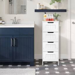Nordara White PVC 4-Drawer Bathroom Storage Cabinet - thumbnail 4