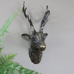 Melody Maison Antique Gold Metal Wall Mounted Stag Head in Metallic Gold - thumbnail 2