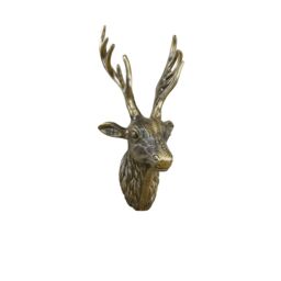 Melody Maison Antique Gold Metal Wall Mounted Stag Head in Metallic Gold