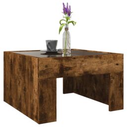 Berkfield Home Coffee Table with Infinity LED Smoked Oak 50x50x30 cm in Brown - Size: 50 x 50 x 30 cm - thumbnail 5