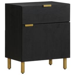 Berkfield Home Classic Bedside Cabinet Black 50x33x60 cm Engineered Wood - Size: 50 x 33 x 60 cm - thumbnail 2