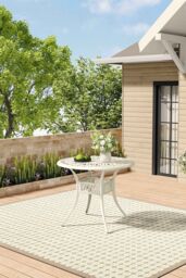 Living and Home Round Cast Aluminum Garden Bistro Dining Table in Beige - thumbnail 2