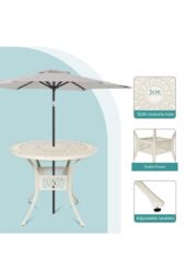 Living and Home Round Cast Aluminum Garden Bistro Dining Table in Beige - thumbnail 5