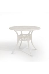 Living and Home Round Cast Aluminum Garden Bistro Dining Table in Beige - thumbnail 3
