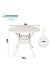 Living and Home Round Cast Aluminum Garden Bistro Dining Table in Beige - thumbnail 6