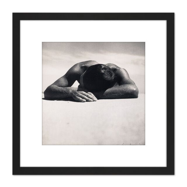 Artery8 Max Dupain Sunbaker 8X8 Inch Square Wooden Framed Wall Art Print Picture with Mount in Black - image 1