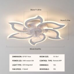 Garwarm 7 Blade Dimmable Led Reversable Ceiling Fan 83cm in White - thumbnail 7