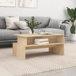 Berkfield Home Coffee Table Sonoma Oak 90x55x42.5 cm Engineered Wood in Light Brown - thumbnail 2