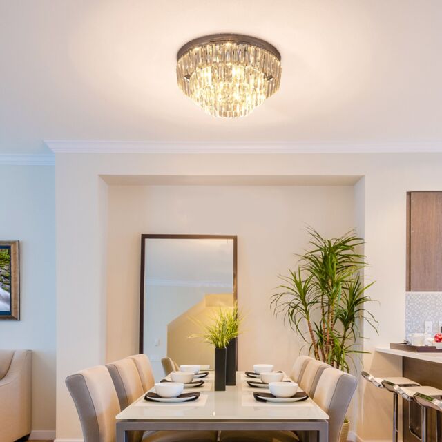 HOMCOM Modern 3-Tier Crystal Raindrop Chandelier Ceiling Light for Hallway in Silver - image 1
